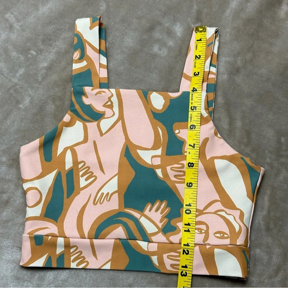 Dazey LA Anthropologie Activewear Sports Bra Green Peach Size Small - Picture 7 of 9